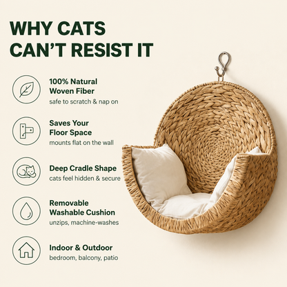 Water Hyacinth Cat Nest, Woven by Artisans