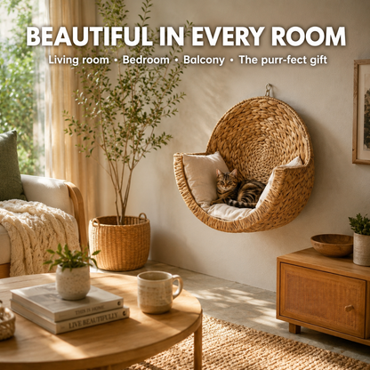 Water Hyacinth Cat Nest, Woven by Artisans