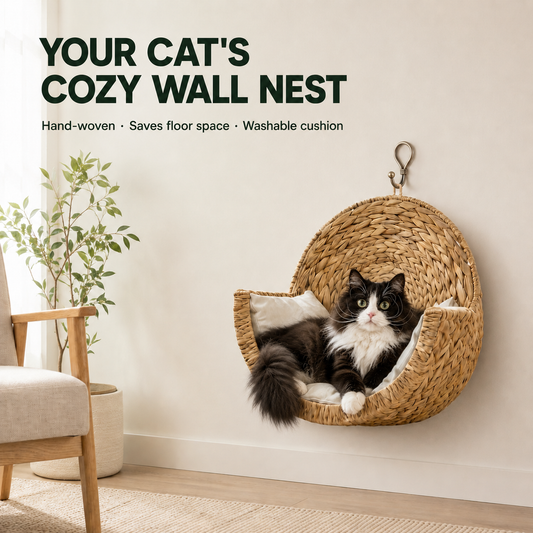 Water Hyacinth Cat Nest, Woven by Artisans