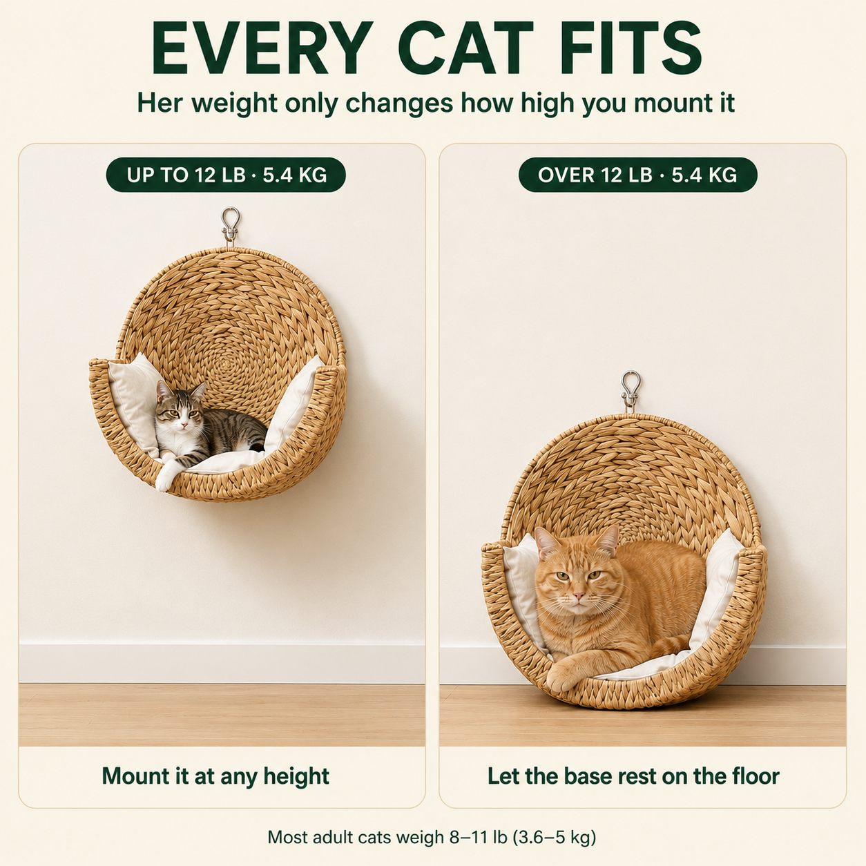 Water Hyacinth Cat Nest, Woven by Artisans