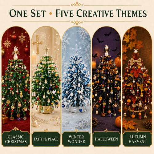 One set, five creative themes — Classic Christmas, Faith and Peace, Winter Wonder, Halloween, Autumn Harvest